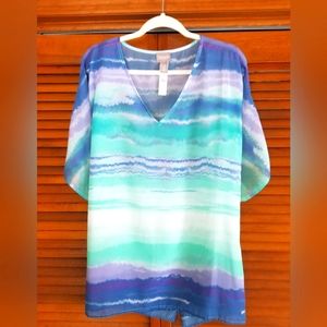Chicos geometric poncho top size L/XL Never Worn